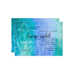 Bat Mitzvah Watercolor Streaks Blue Star of David Invitation