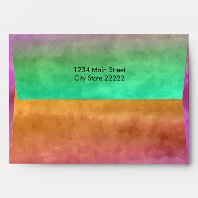 Bat Mitzvah Watercolor Streaks Envelopes (Back (Top Flap))