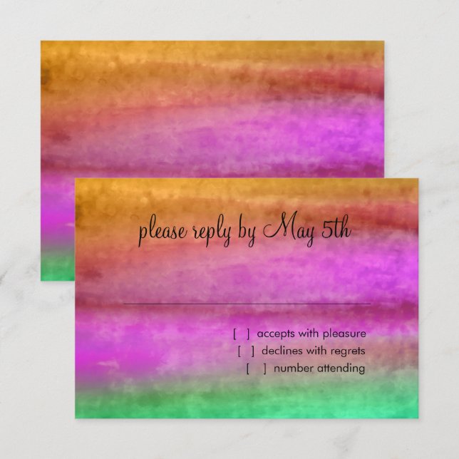 Bat Mitzvah Watercolor Streaks RSVP Card (Front/Back)
