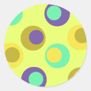 Bat Mitzvah Yellow Field with Purple and Aqua Dots Classic Round Sticker