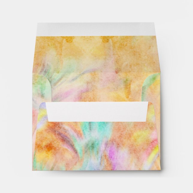 Bat Mitzvah Yellow Tie Dye Design Envelope (Back (Bottom))