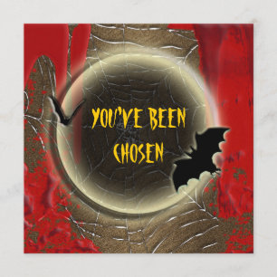 Bat moon blood halloween party invitation