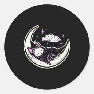 Bat moon creepy cute kawaii pastel goth purple alt classic round sticker