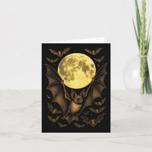 Bat Moon Halloween Gothic Spooky Nature Night Card