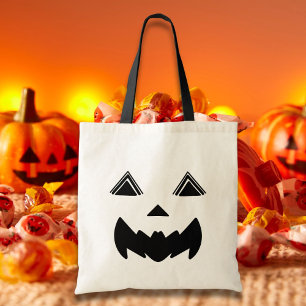 Bat-Mouth Jack O’Lantern with Lined Triangle Eyes  Tote Bag