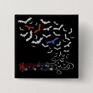 Bat Music Design 2 15 Cm Square Badge