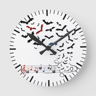 Bat Music Design 2 Round Clock