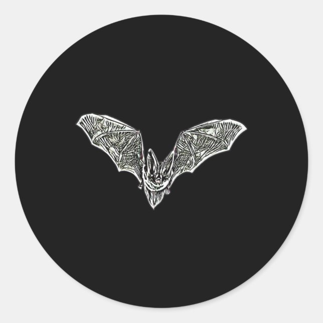 Bat Night Vampire Halloween Wing Flying Mammals Ba Classic Round Sticker (Front)