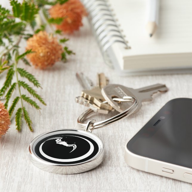 Bat on Moon Key Ring (Side)