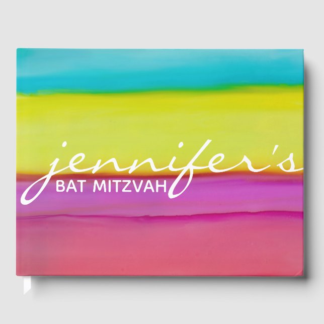 Bat or Bar Mitzvah Party Confetti Guest Book (Front)
