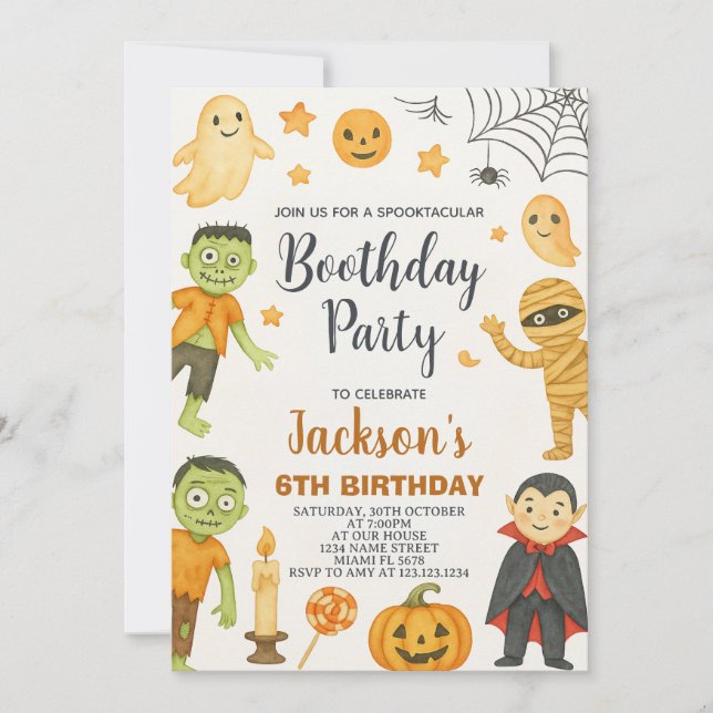 Bat Party Kids Halloween Birthday Invitation (Front)