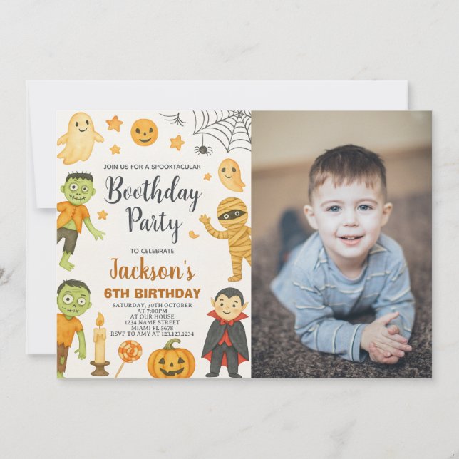 Bat Party Kids Halloween Birthday Invitation (Front)