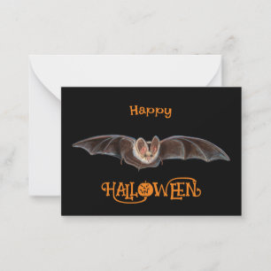 Bat Pipistrellus Illustration Halloween Black Card