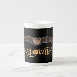 Bat Pipistrellus Illustration Happy Halloween Bone China Mug