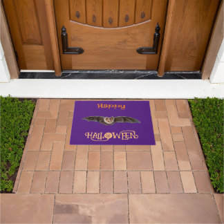 Bat Pipistrellus Illustration Happy Halloween Doormat