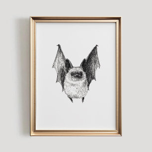 Bat Print, Halloween PRINTABLE Wall Art, Cute Bat Poster