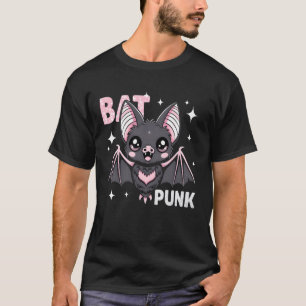 Bat Punk Funny Kawaii Bat Halloween Punk Rock Love T-Shirt