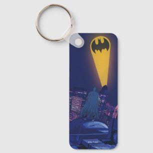 Bat Signal Over Gotham Key Ring