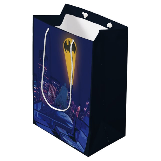 Bat Signal Over Gotham Medium Gift Bag (Front Angled)