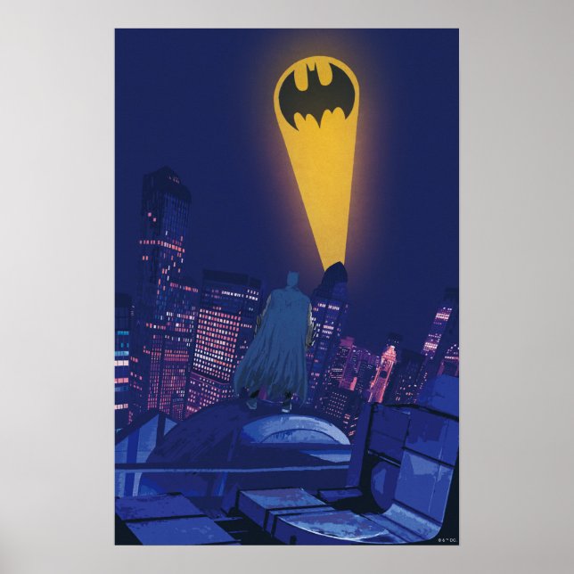 Bat Signal Over Gotham Poster (Front)