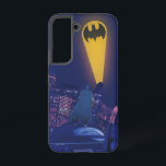 Bat Signal Over Gotham Samsung Galaxy Case<br><div class="desc">This evocative graphic captures Batman as he oversees Gotham City under the glow of the iconic Bat-Signal. Set against a dramatic night sky, the vibrant yellows and blues create a stark contrast, highlighting the city's sprawling, lit-up skyline and the silhouette of the caped crusader standing vigilant on a rooftop. The...</div>