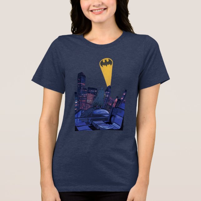 Bat Signal Over Gotham Tri-Blend Shirt (Front)