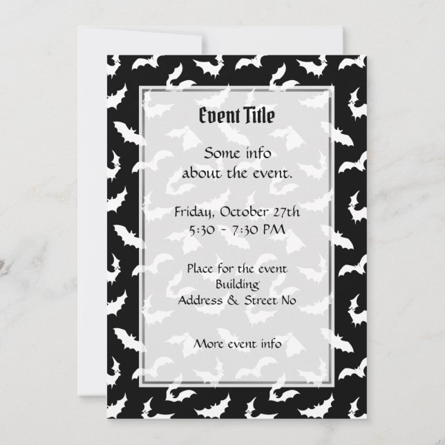 Bat Silhouettes Pattern Invitation (Back)
