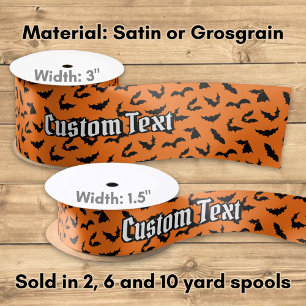 Bat Silhouettes Pattern Satin Ribbon