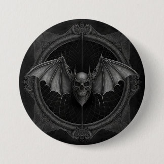 Bat Skull Gothic Dark, Ai Generated Design 7.5 Cm Round Badge