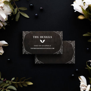 Bat & Spiderwebs Goth Halloween Wedding Details Enclosure Card