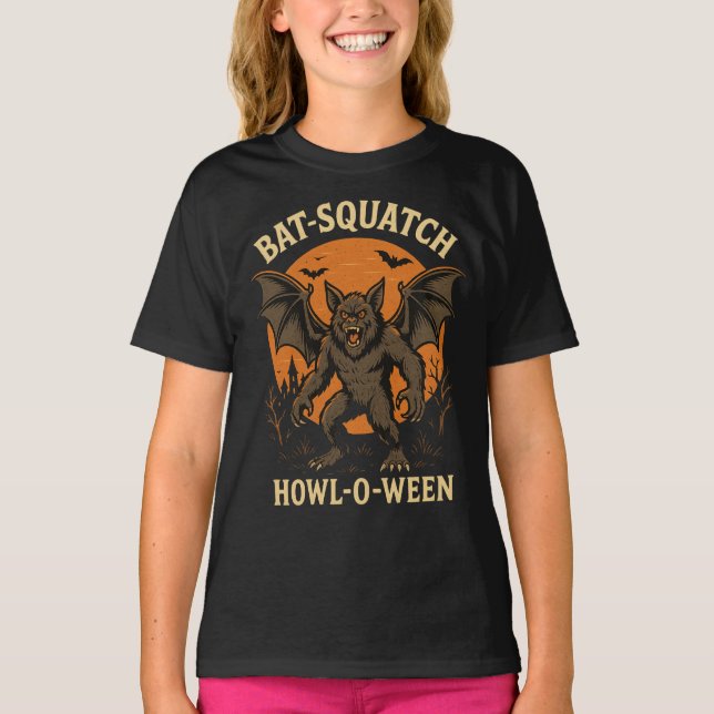 Bat-Squatch Howl-O-Ween Halloween T-Shirt – Crypti (Front)