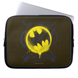 Bat Symbol Tagged Over Justice League Laptop Sleeve