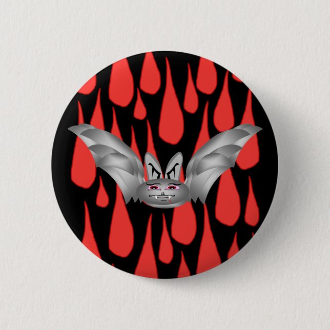 Bat T (silver) + drops 6 Cm Round Badge (Front)