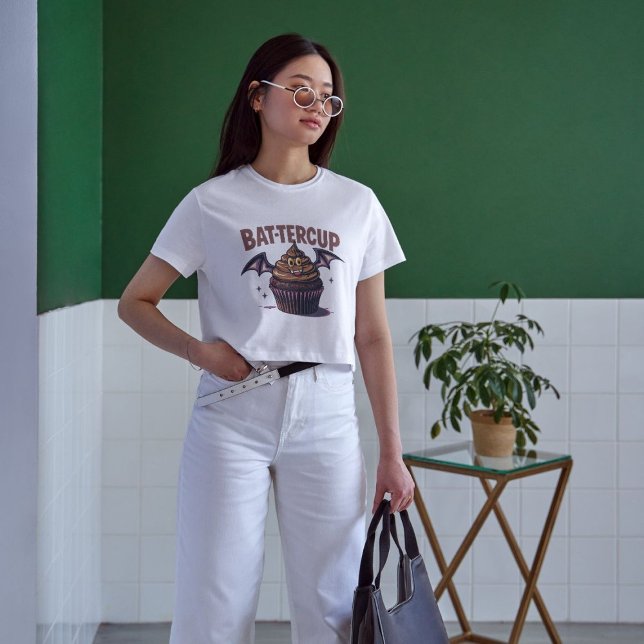 Bat-tercup Funny Halloween Cupcake Food Pun  T-Shirt (Creator Uploaded)