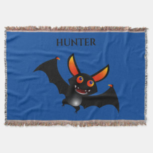Bat throw blanket with personalised name.