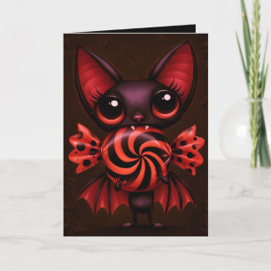 Bat Trick or Treat Halloween Illustration Card