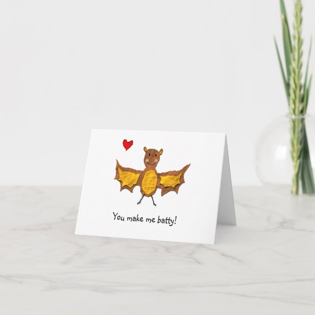 Bat Valentine's Day Card - Animal Pun Series (Front)