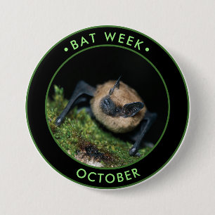 Bat Week, cute brown bat 7.5 Cm Round Badge