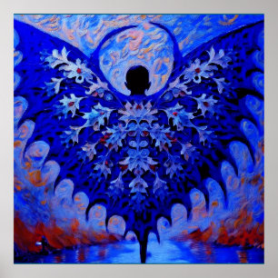 Bat Wing Creature With Awesome Blue Wingspread Poster