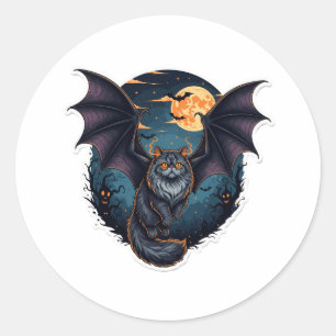 Bat Wing Persian – Persian Cat Halloween Classic Round Sticker
