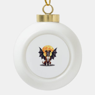 Bat Wings Boxer Ceramic Ball Christmas Ornament