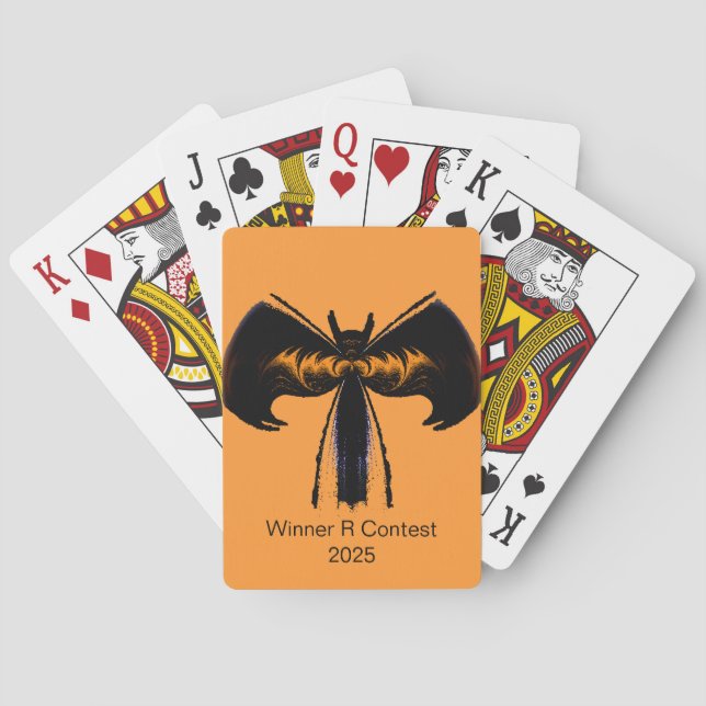 Bat Wings Orange Custom Playing Cards (Back)