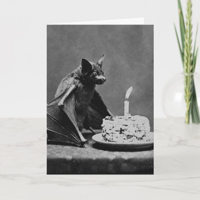 Bat with Birthday Cake Card (Front)