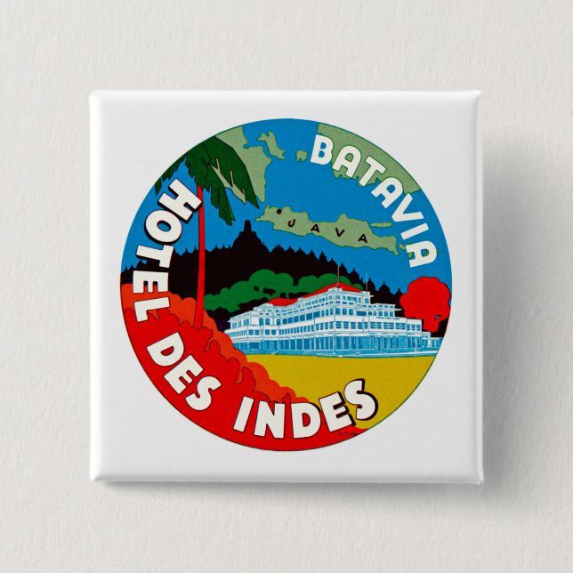 Batavia Hotel Des Indies 15 Cm Square Badge (Front)