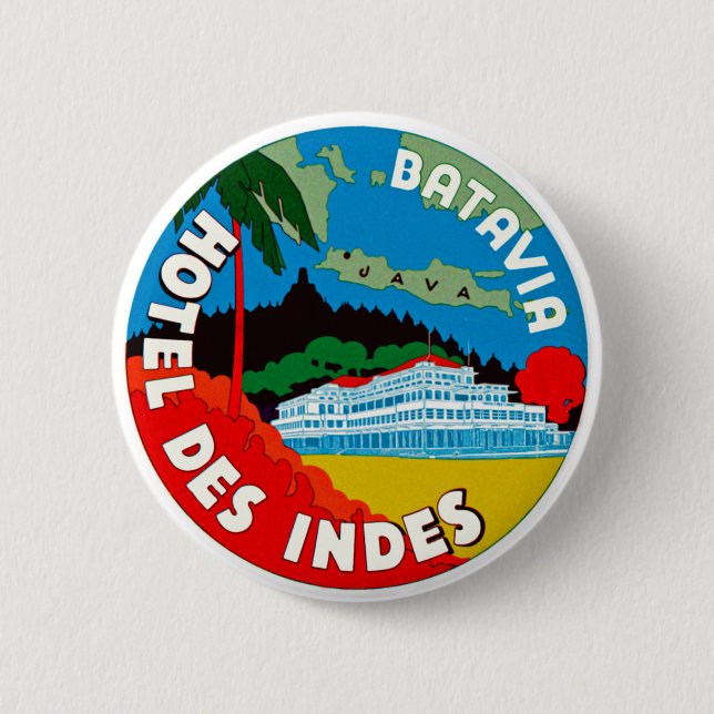 Batavia Hotel Des Indies 6 Cm Round Badge (Front)