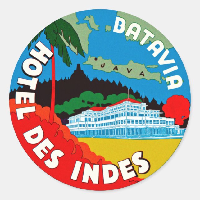 Batavia Hotel Des Indies Classic Round Sticker (Front)