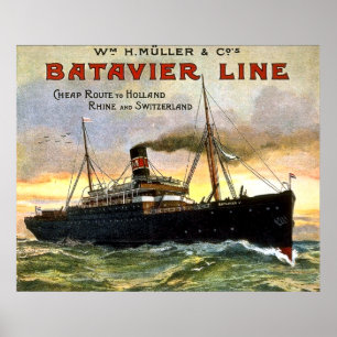 Batavier Line - Vintage Travel Poster