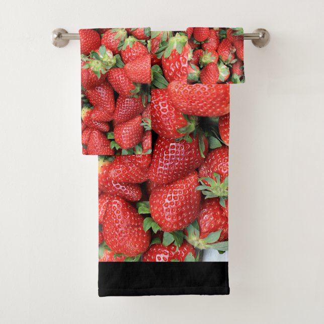 Batch of Red Juicy Strawberries Bath Towel Set (Insitu)