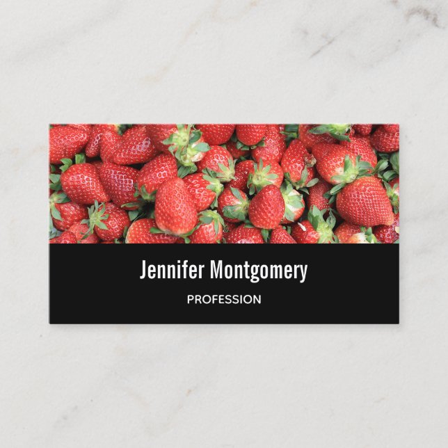 Batch of Red Juicy Strawberries Photograph Business Card (Front)
