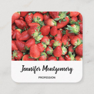 Batch of Red Juicy Strawberries Square Business Card